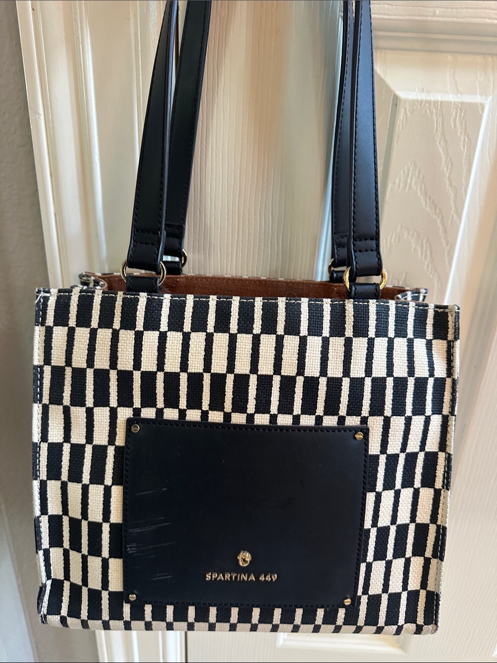Spartina 449 Black and White Checker Shoulder Tote